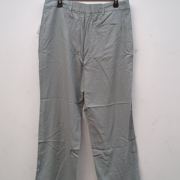 Old Navy High Waisted Linen Blend Taylor Wide Leg Trouser Pants L Silver Sage - Picture 7 of 10